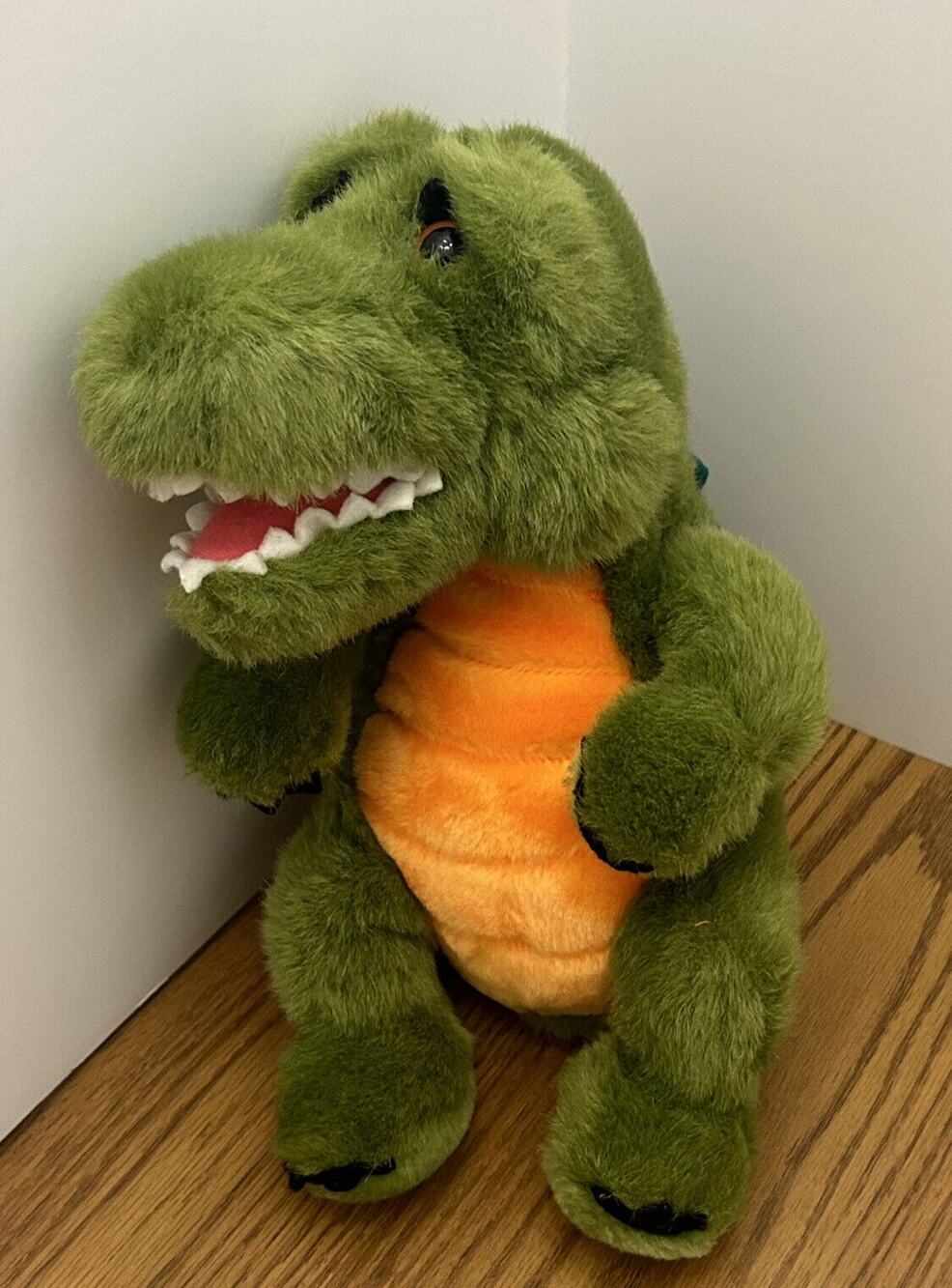 Liberty Toy Green Dinosaur Plush Stuffed Animal Toy 10" 1999